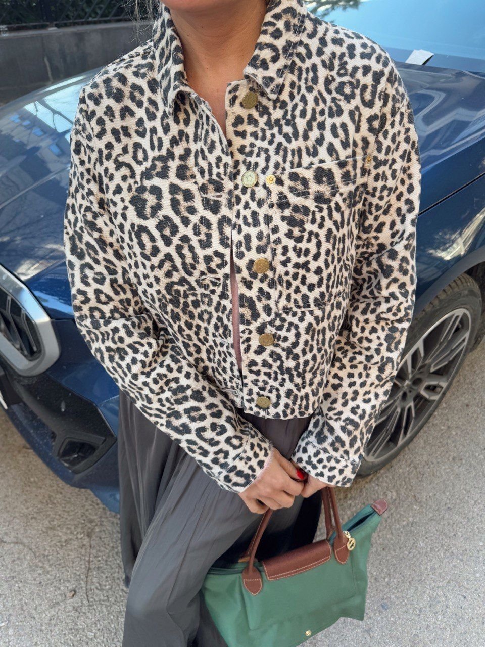 LEOPAR BASKILI DENİM CEKET