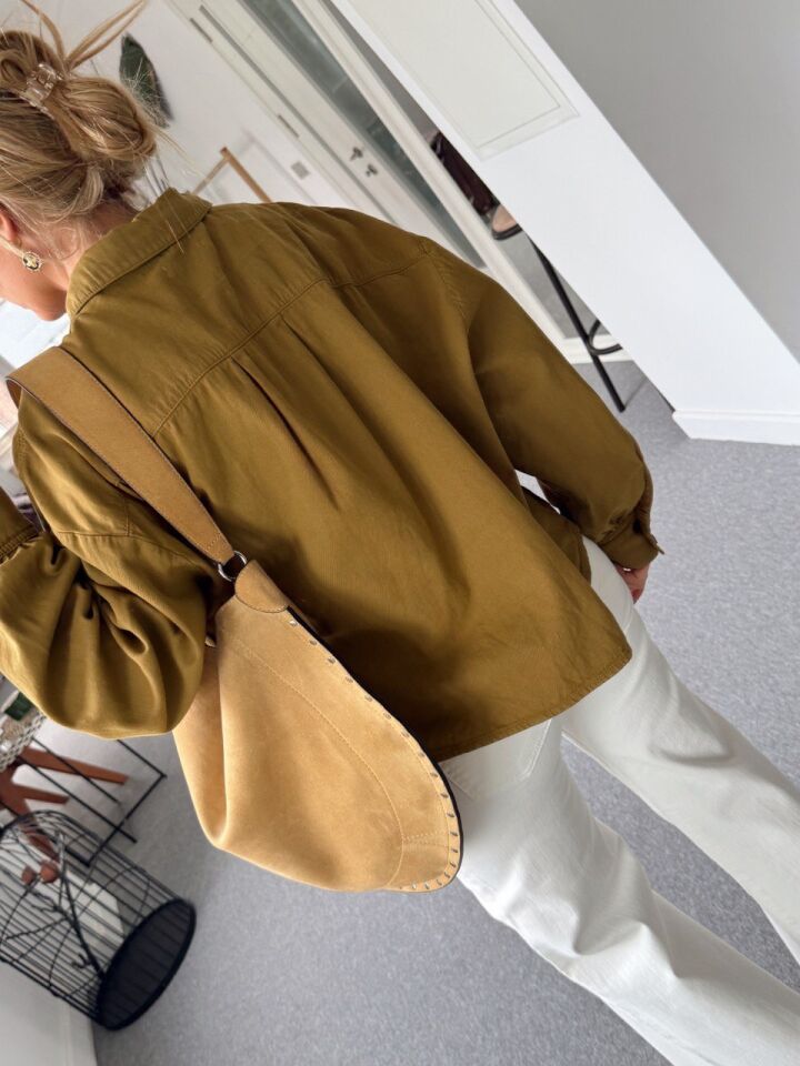 YAĞ YEŞİLİ TEK CEPLİ OVERSİZE GÖMLEK