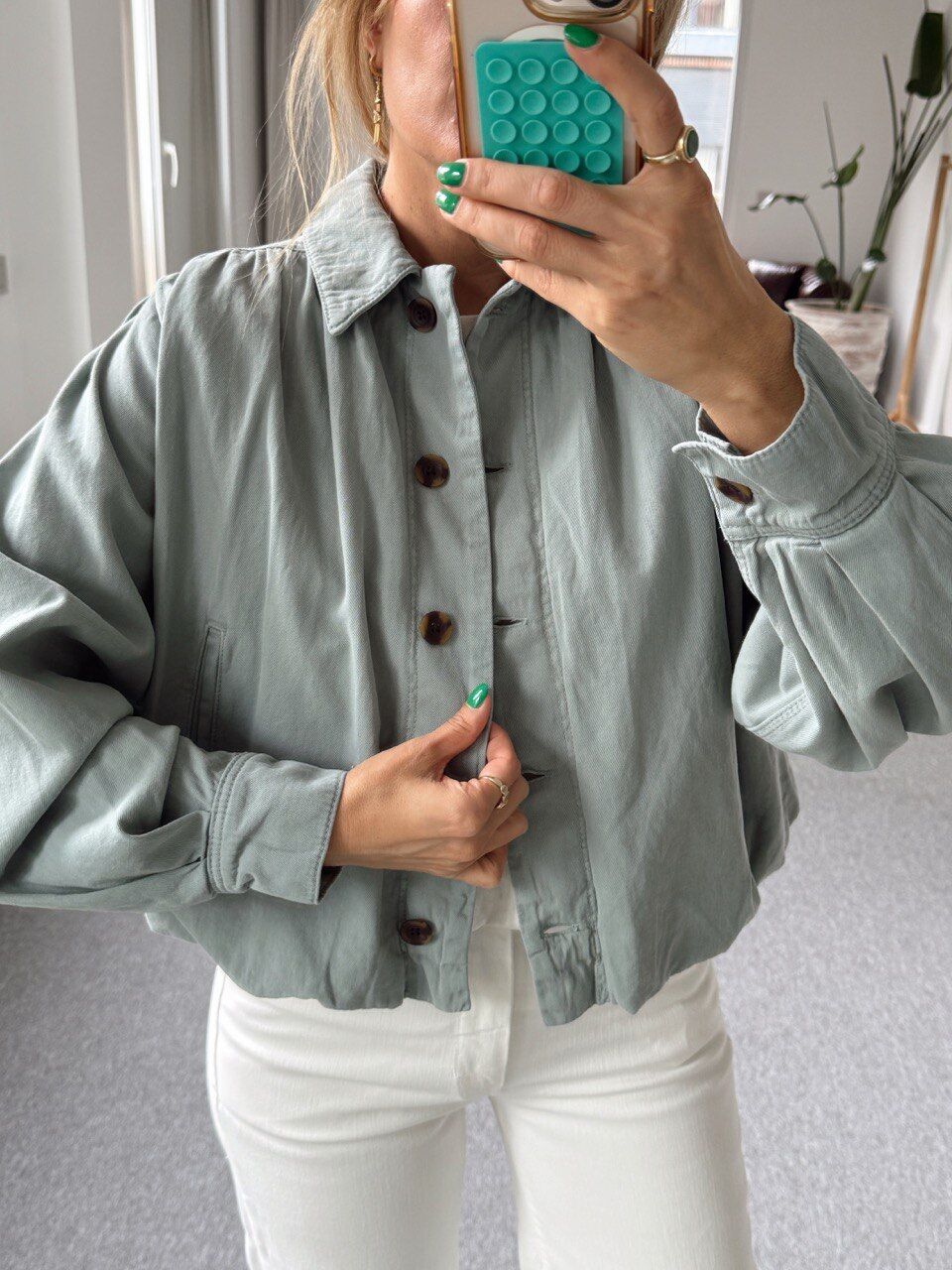 SU YEŞİLİ PİLİ DETAY BOMBER CEKET