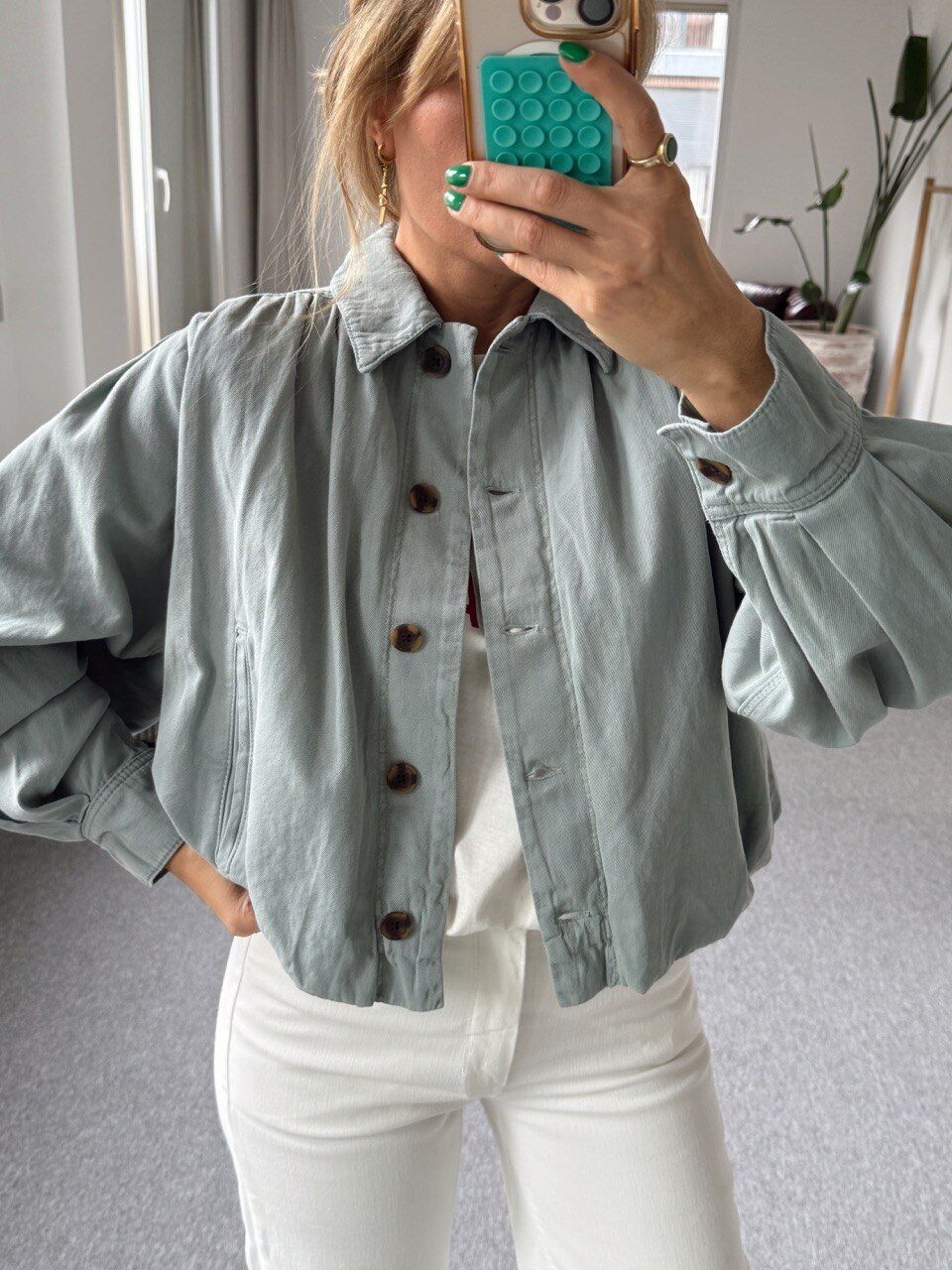 SU YEŞİLİ PİLİ DETAY BOMBER CEKET