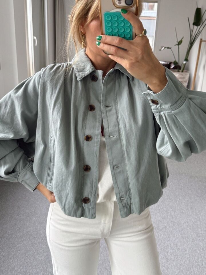 SU YEŞİLİ PİLİ DETAY BOMBER CEKET