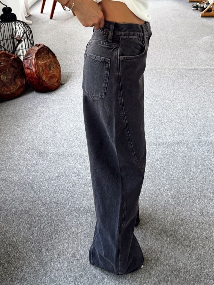 ANTRASİT RENGİ BARREL JEAN