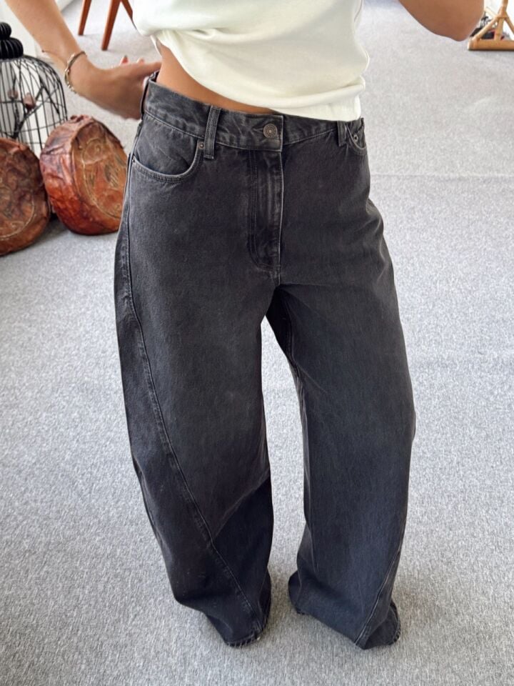ANTRASİT RENGİ BARREL JEAN