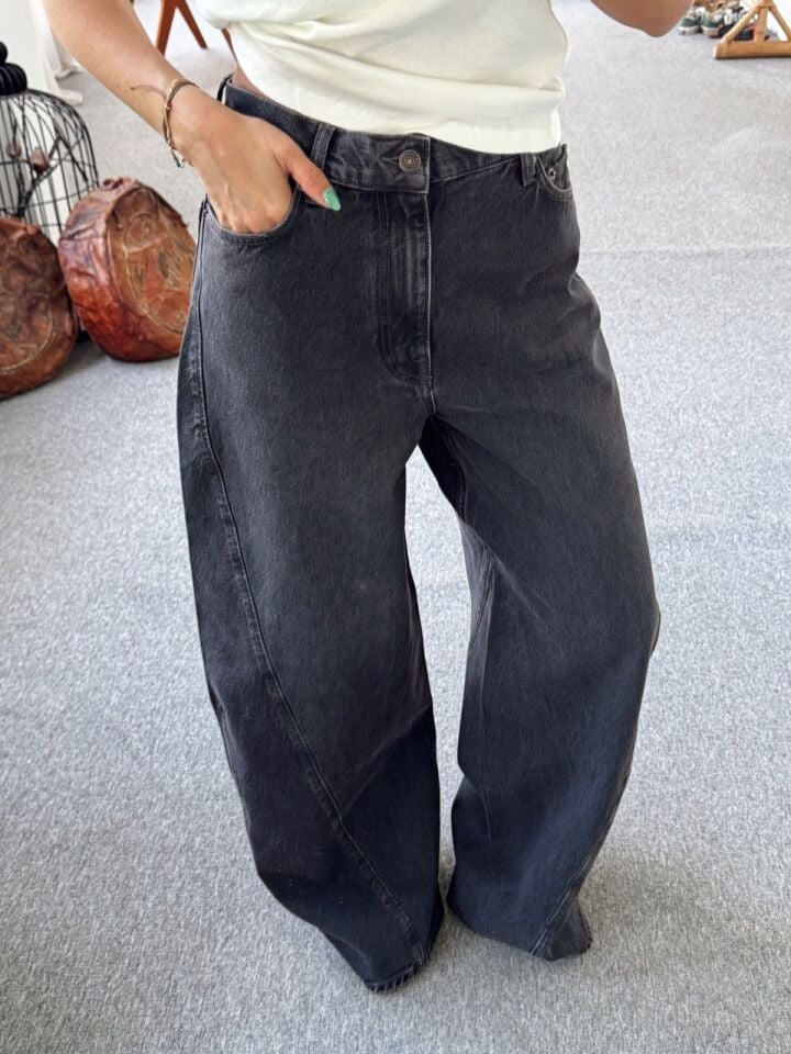 ANTRASİT RENGİ BARREL JEAN