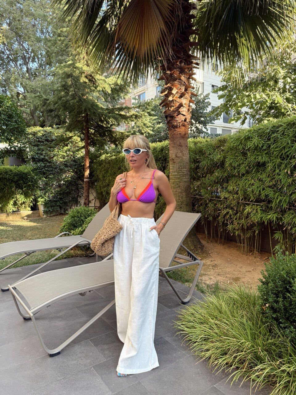 EKRU PİLİ DETAY KETEN PANTOLON