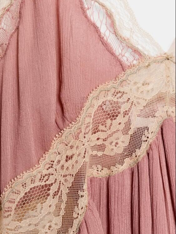 PEMBE DANTEL ŞERİTLİ İTHAL İTHAL KAMİSOL TOP