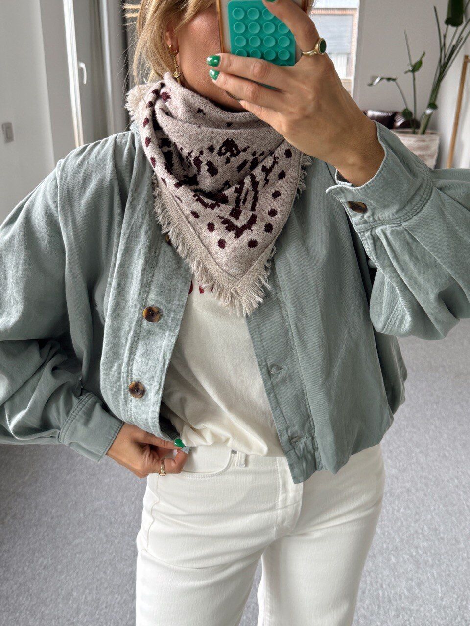 BEJ-BORDO DESENLİ TRİKO ŞAL