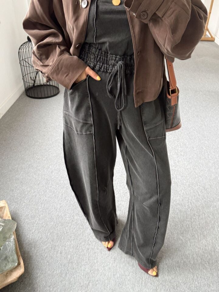 ANTRASİT BEL BAGLAMALI CEP DETAY İTHAL TULUM