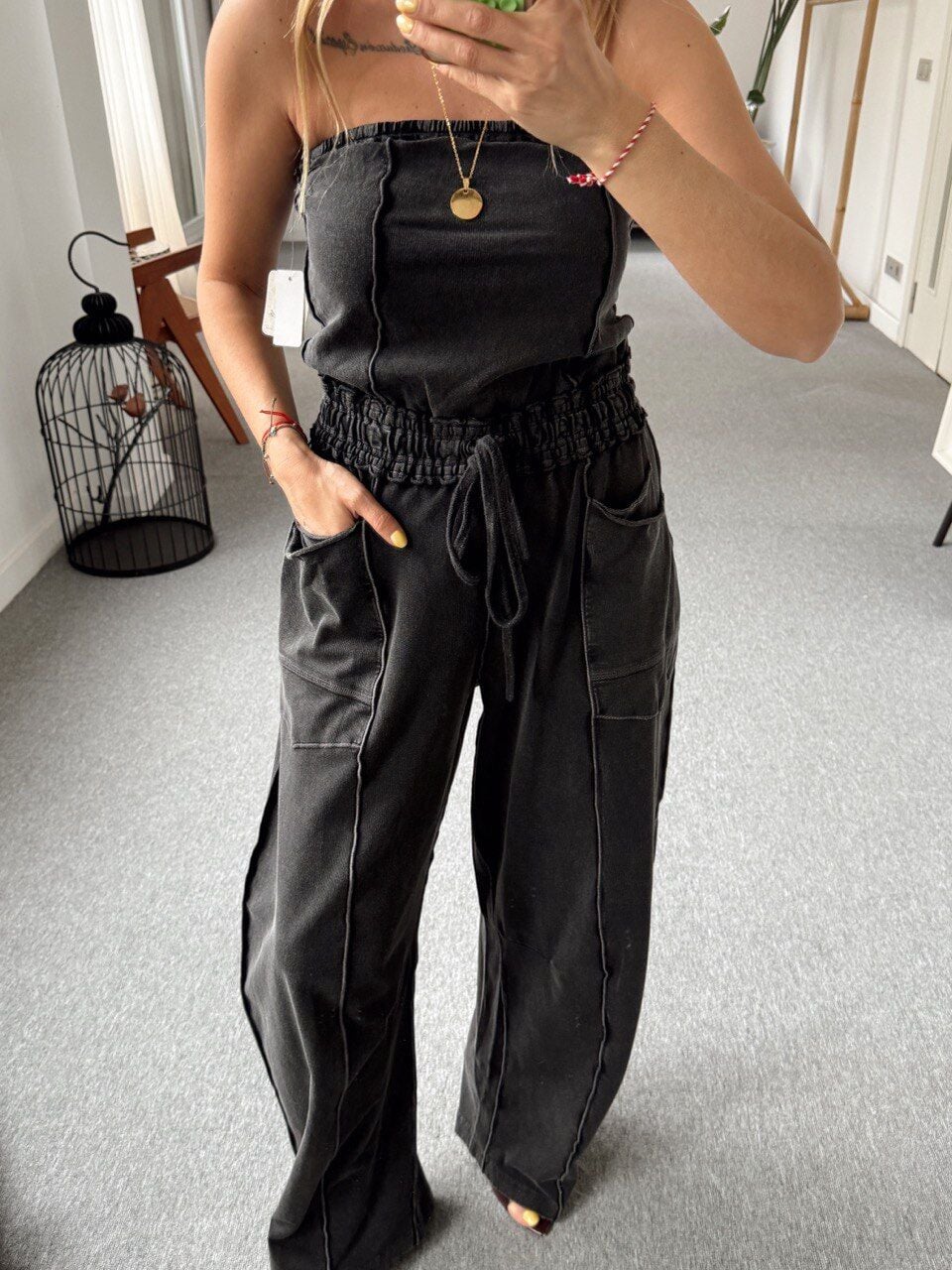 ANTRASİT BEL BAGLAMALI CEP DETAY İTHAL TULUM