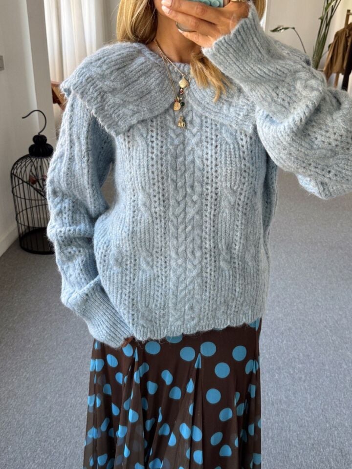 BEBE MAVİ YAKA DETAY KAZAK