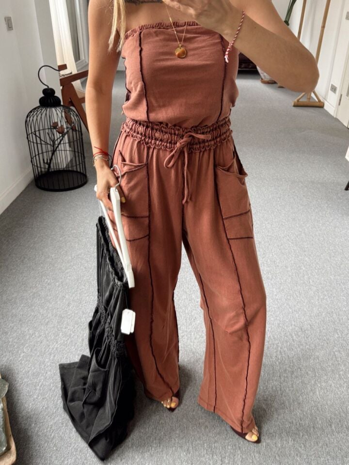 KİREMİT BEL BAĞLAMALI CEP DETAY İTHAL TULUM