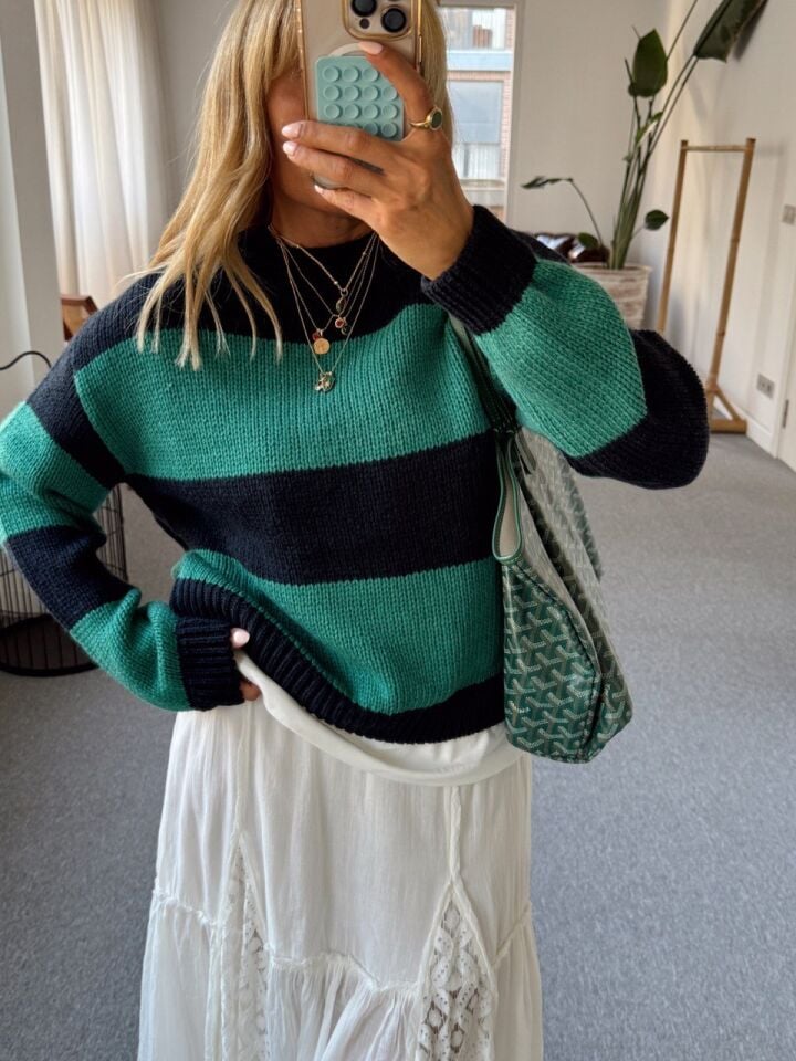 YEŞİL ÇİZGİLİ TRİKO KAZAK