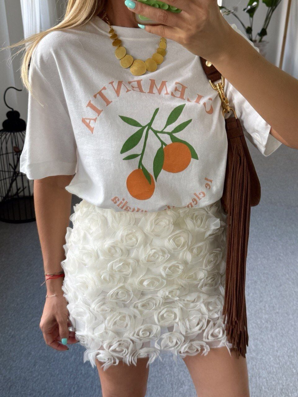ORANGE BASKILI TSHİRT
