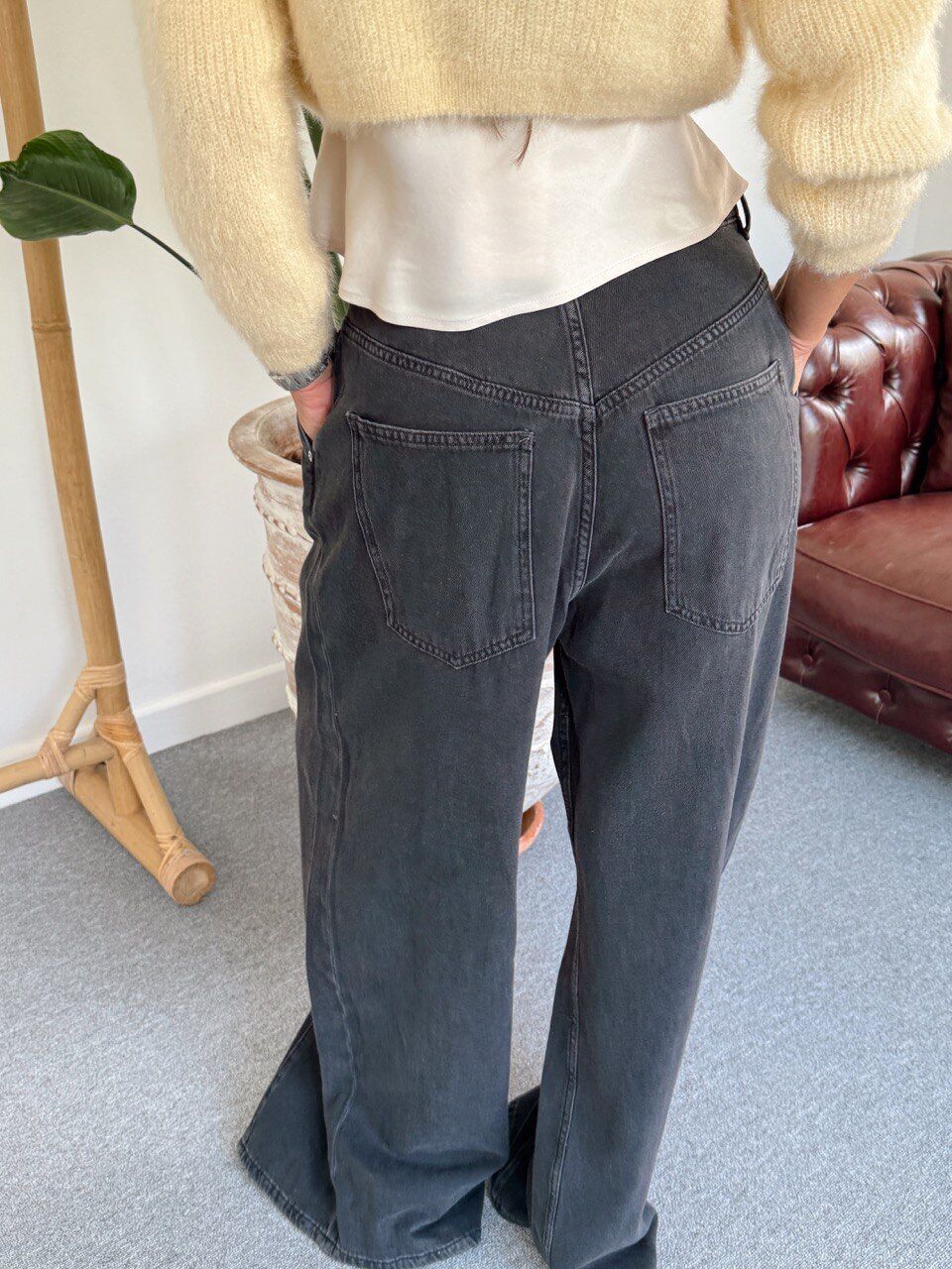 ANTRASİT PİLİ DETAY YÜKSEK BEL JEAN