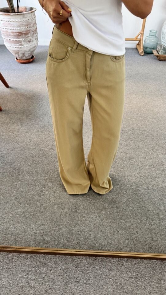 ÇAĞLA RENGİ TENSEL RAHAT KESİM PANTOLON