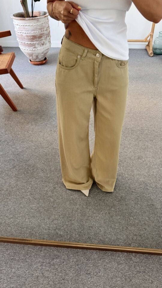 ÇAĞLA RENGİ TENSEL RAHAT KESİM PANTOLON