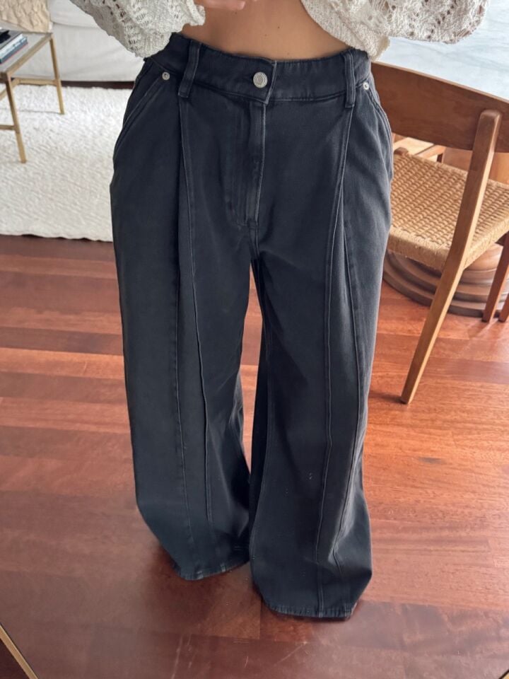 ANTRASİT PİLİ DETAY YÜKSEK BEL JEAN
