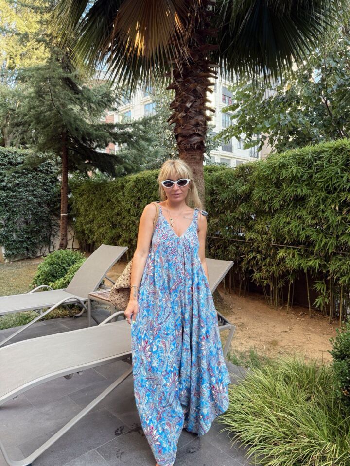 MAVİ ŞAL DESEN İTHAL TULUM