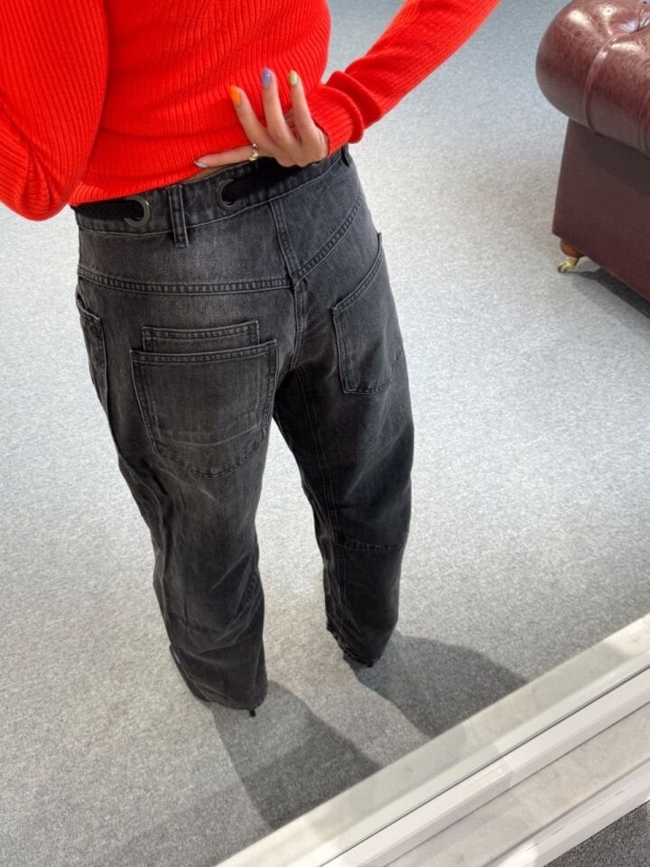 ANTRASİT PATCHWORK KEMER DETAY JEAN